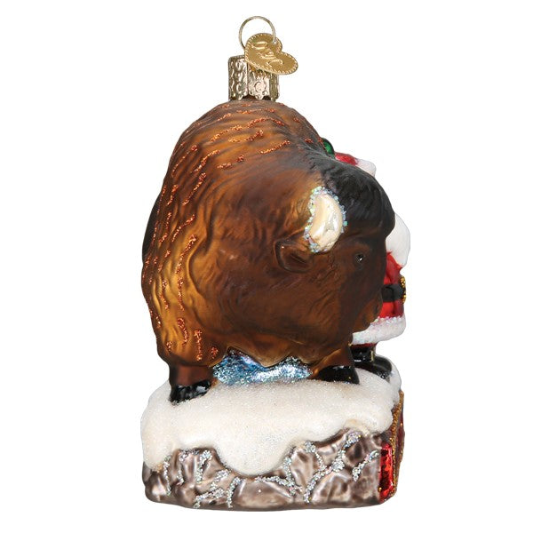 Santa With Bison Ornament - Southlake Paws