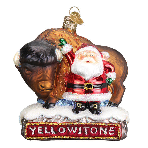 Santa With Bison Ornament - Southlake Paws
