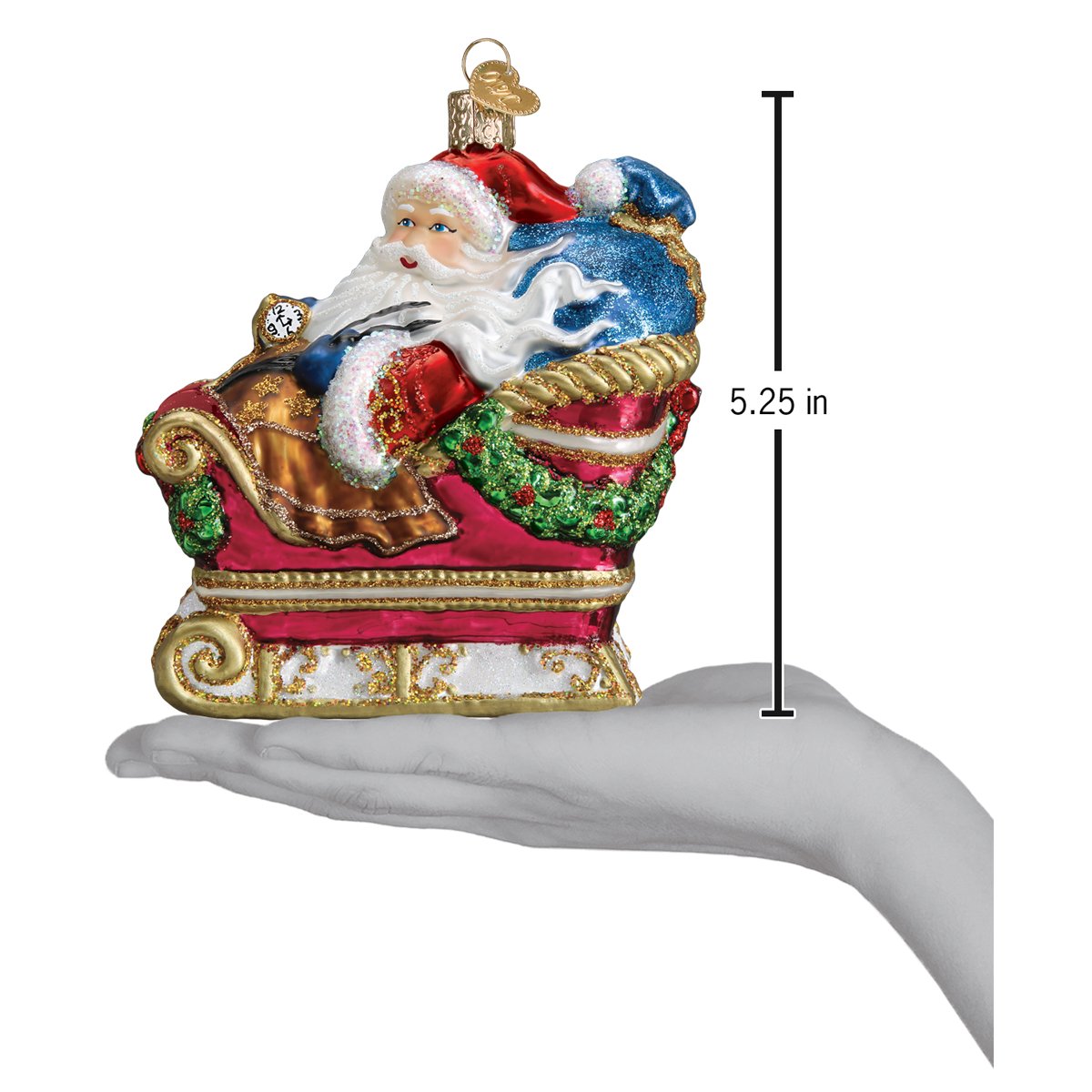 Santa In Sleigh Ornament - Southlake Paws