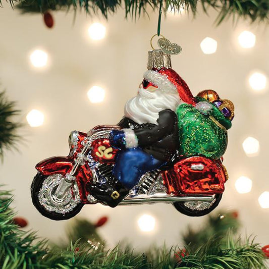Biker Santa Ornament - Southlake Paws