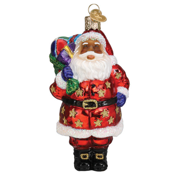 Jolly African American Santa Ornament - Southlake Paws