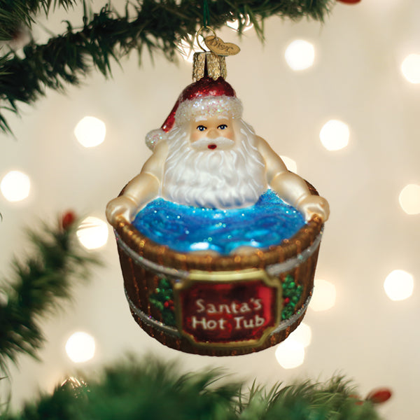 Santa's Hot Tub Ornament - Southlake Paws