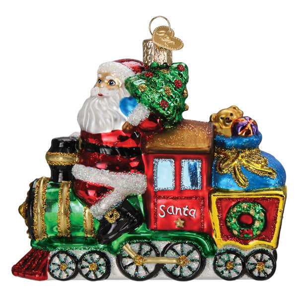 Santa On Locomotive Ornament - Southlake Paws