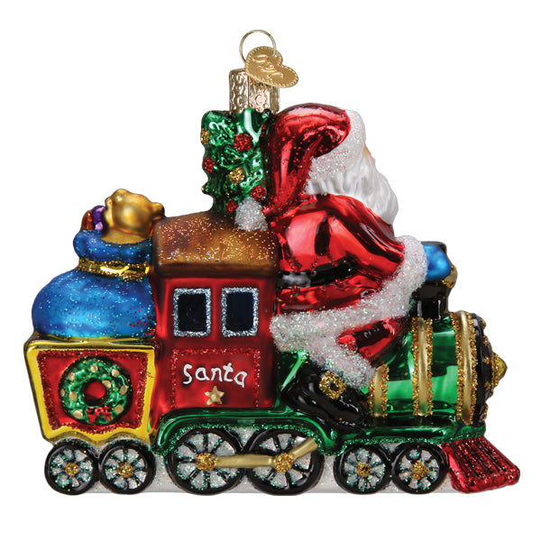 Santa On Locomotive Ornament - Southlake Paws
