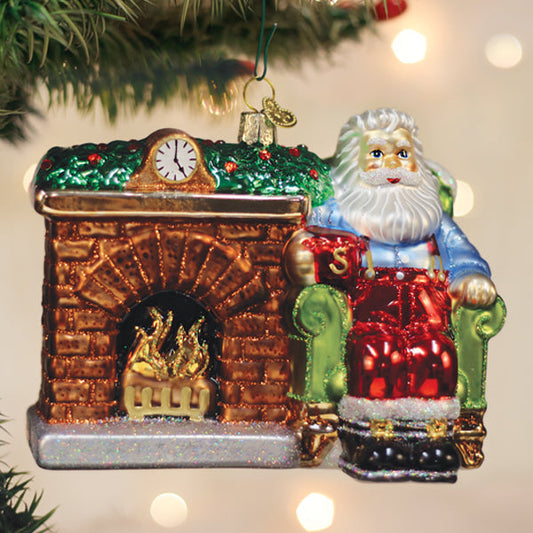 Santa At Hearth Ornament - Southlake Paws
