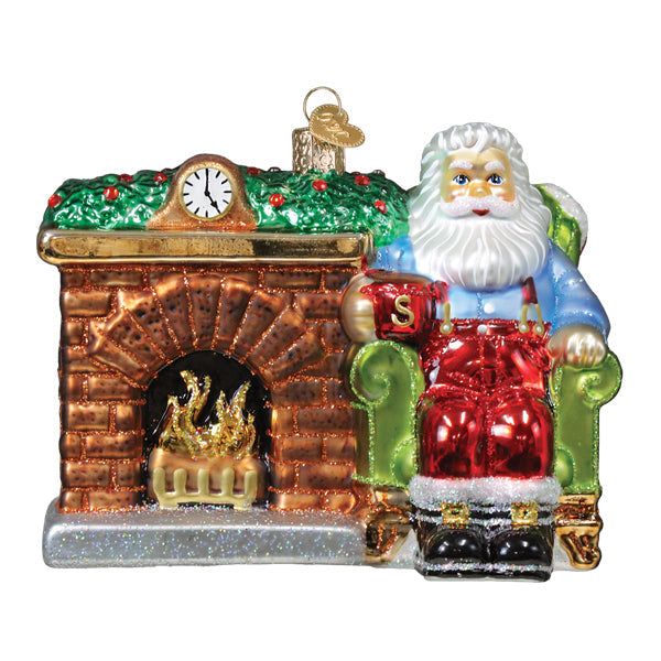 Santa At Hearth Ornament - Southlake Paws