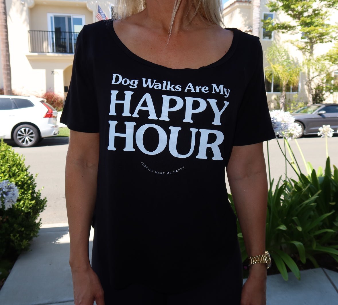 Dog Walks are my Happy Hour | Women's Scoop Neck Weekend Tee