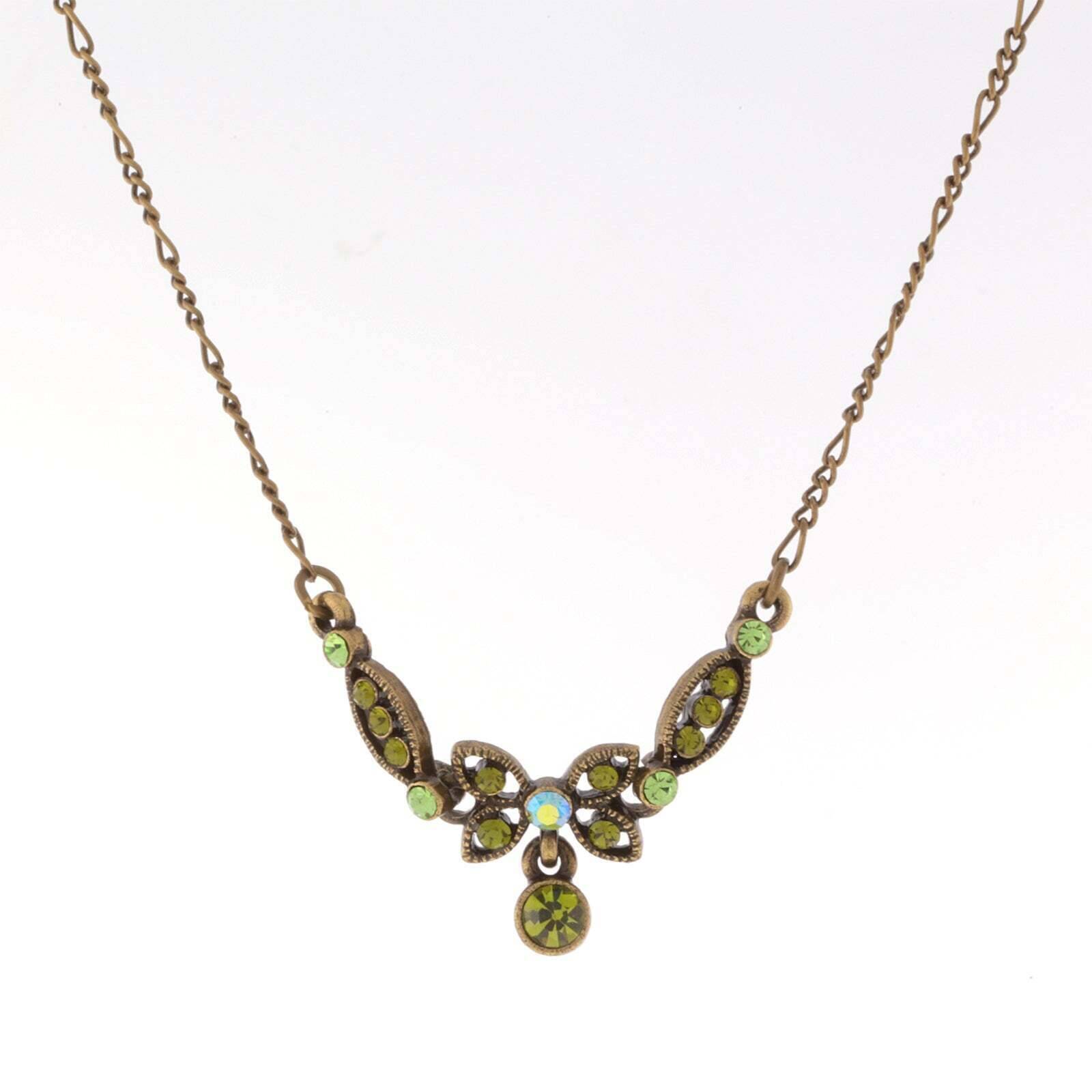 Butterfly Green Ab Crystal Pendant Necklace 16" + 3" Extender