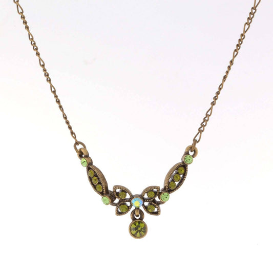 Butterfly Green Ab Crystal Pendant Necklace 16" + 3" Extender