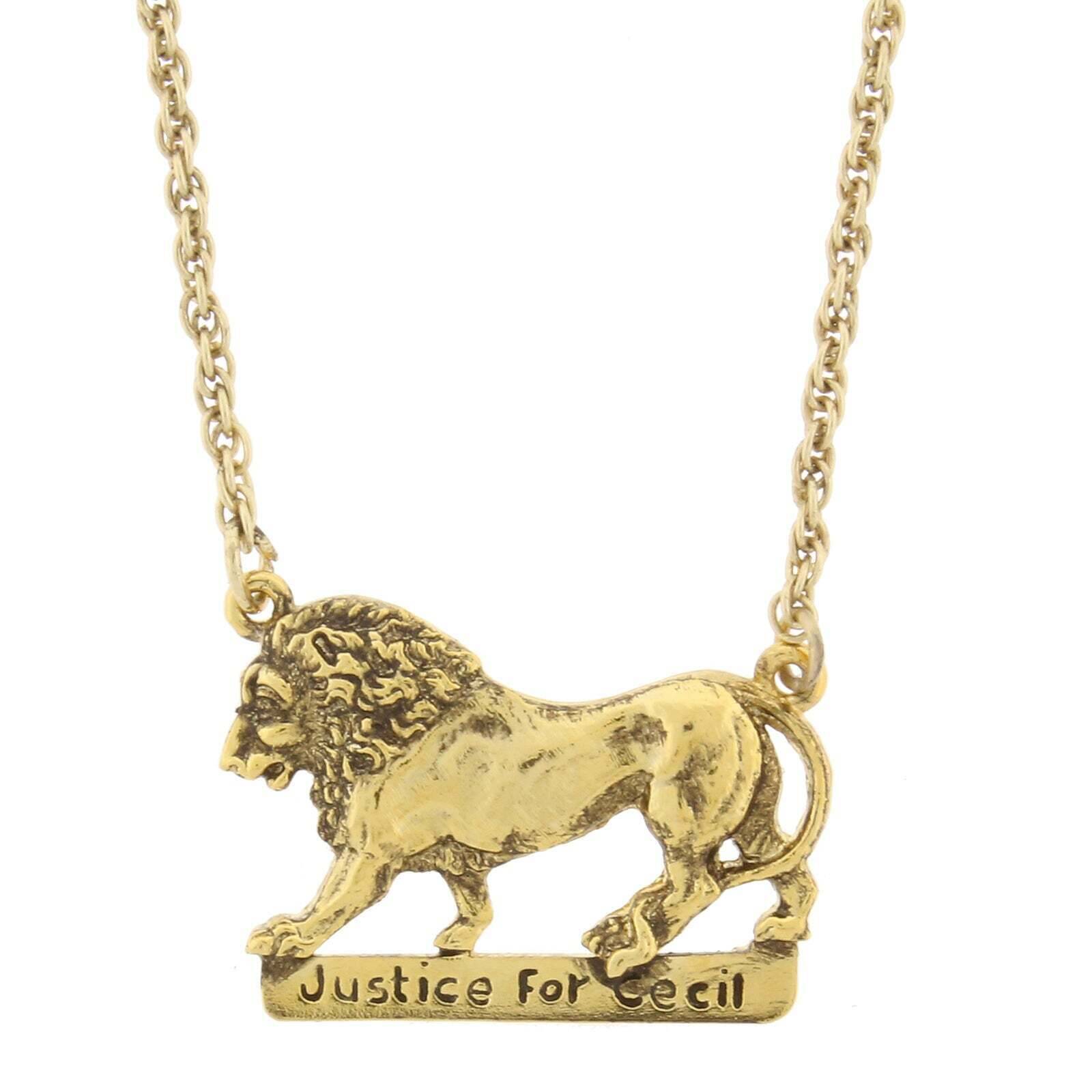 Justice For Cecil The Lion Pendant Necklace 16" + 3" Extender