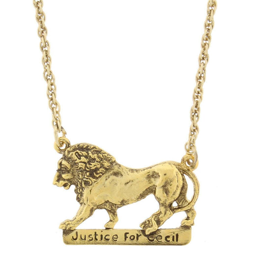 Justice For Cecil The Lion Pendant Necklace 16" + 3" Extender