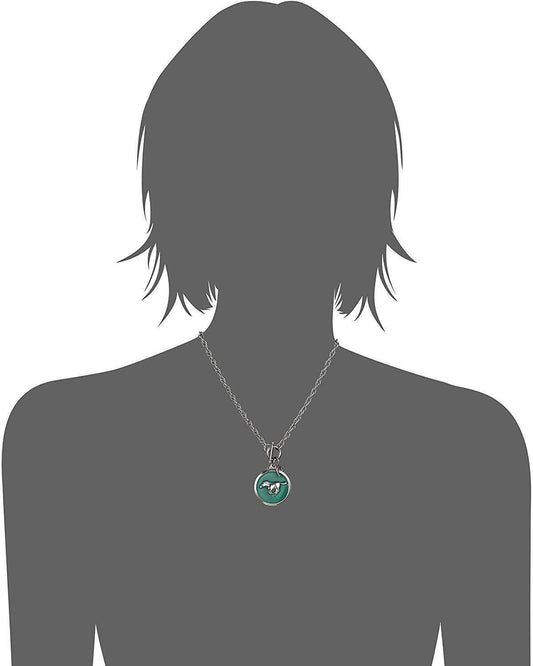 Turquoise Color Enamel Horse Pendant Toggle Necklace 18"