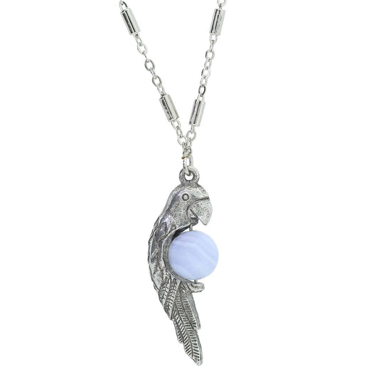 Neotropic Exotic Parrot And Gemstone Pendant Necklace 16" + 3" Extender