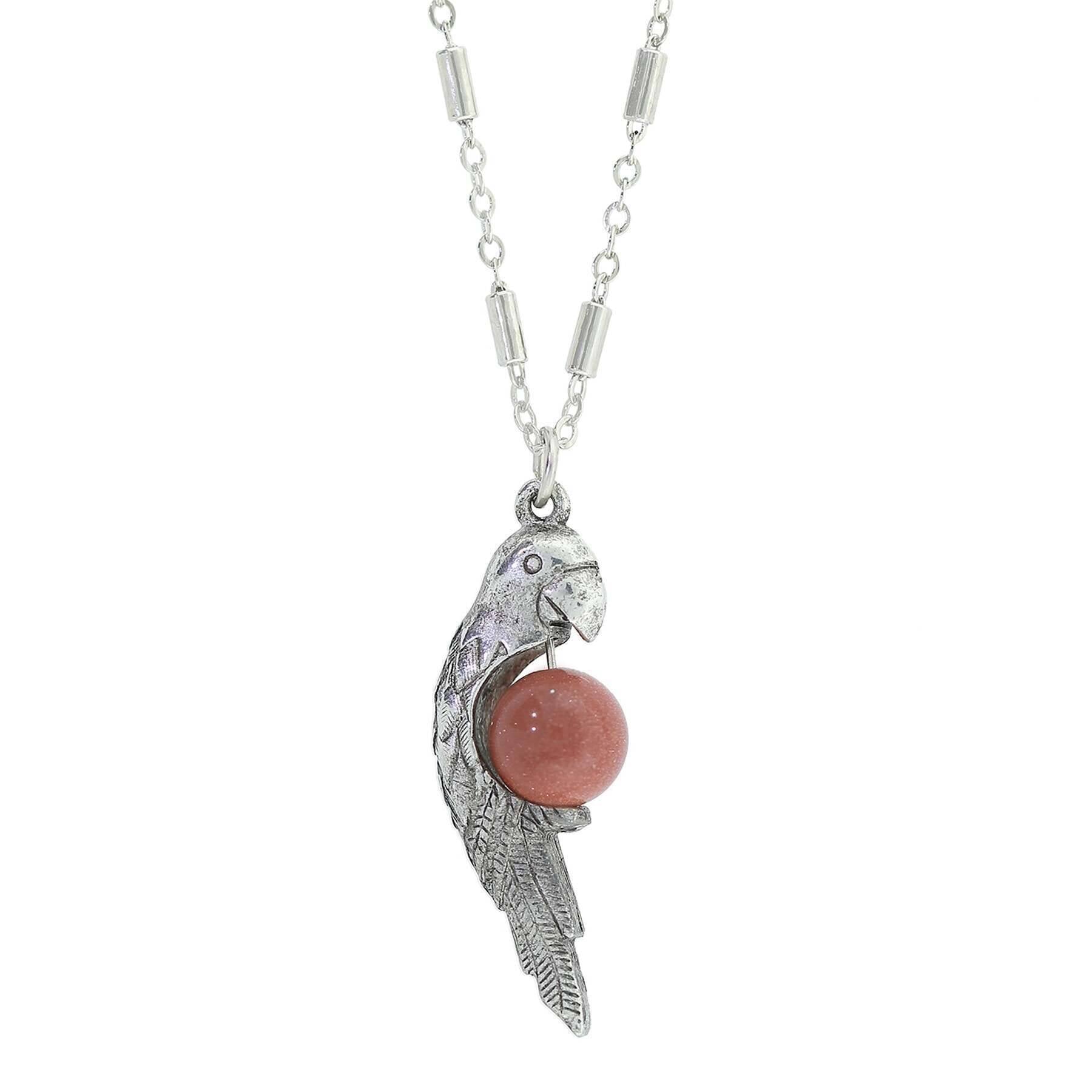 Neotropic Exotic Parrot And Gemstone Pendant Necklace 16" + 3" Extender