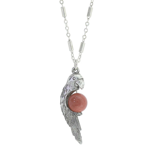 Neotropic Exotic Parrot And Gemstone Pendant Necklace 16" + 3" Extender