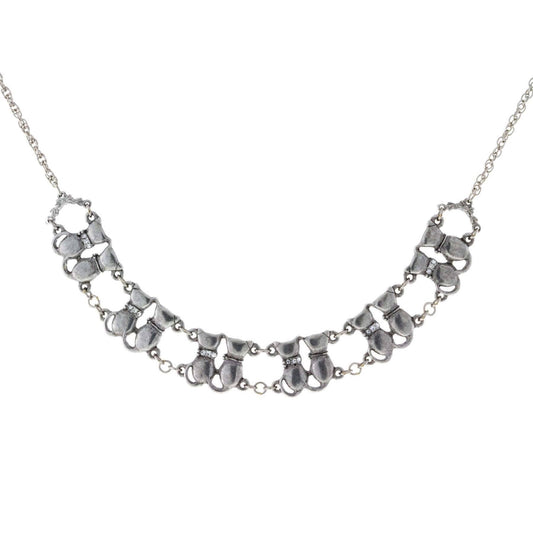 Crystal Multi Double Cat Double Chain Necklace 16" + 3" Extender