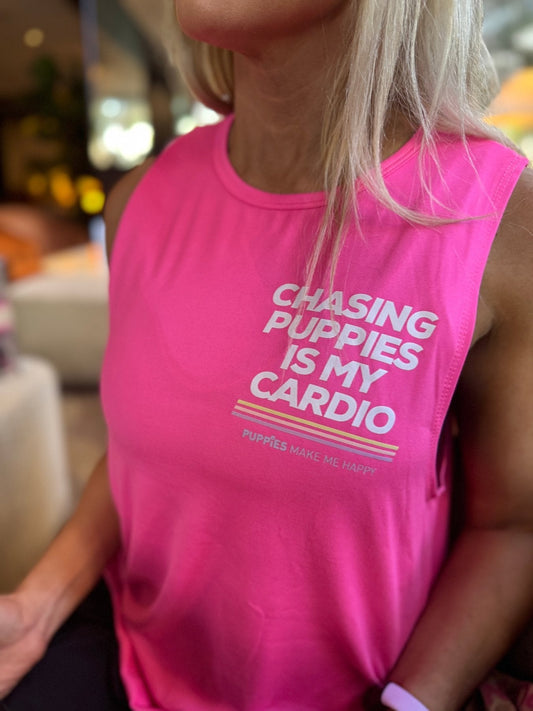 Chasing Puppies Is My Cardio Relaxed Women’s Tank | Gift for Dog Lovers