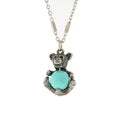 Load image into Gallery viewer, Pewter Round Gemstone Teddy Bear Pendant Necklace 16" + 3" Extender

