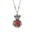 Load image into Gallery viewer, Pewter Round Gemstone Teddy Bear Pendant Necklace 16" + 3" Extender
