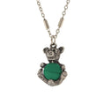 Load image into Gallery viewer, Pewter Round Gemstone Teddy Bear Pendant Necklace 16" + 3" Extender
