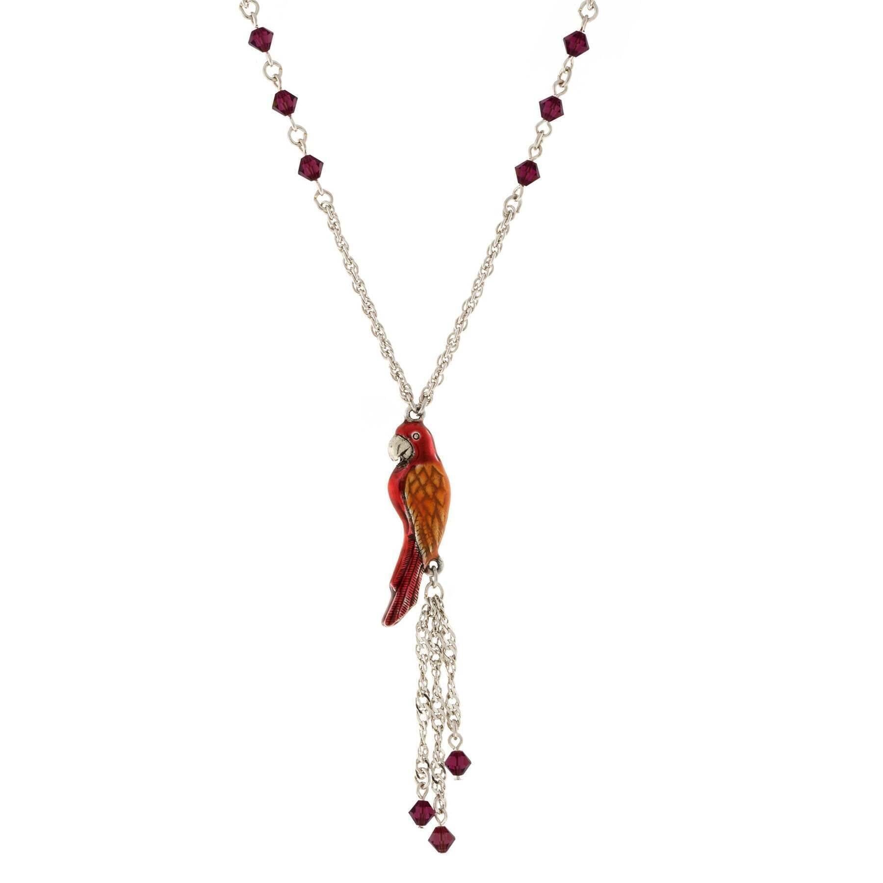 Neotropic Exotic Parrot Crystal Tassel Necklace 16" + 3" Extender