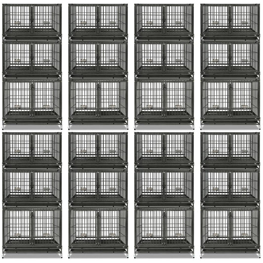 43" Three-Tier Foldable Dog Crate 43TTS