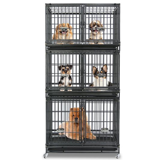 43" Three-Tier Foldable Dog Crate 43TTS