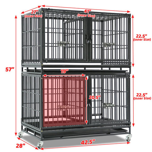42" Stackable Dog Crate with Divider 43T (Standard Height)