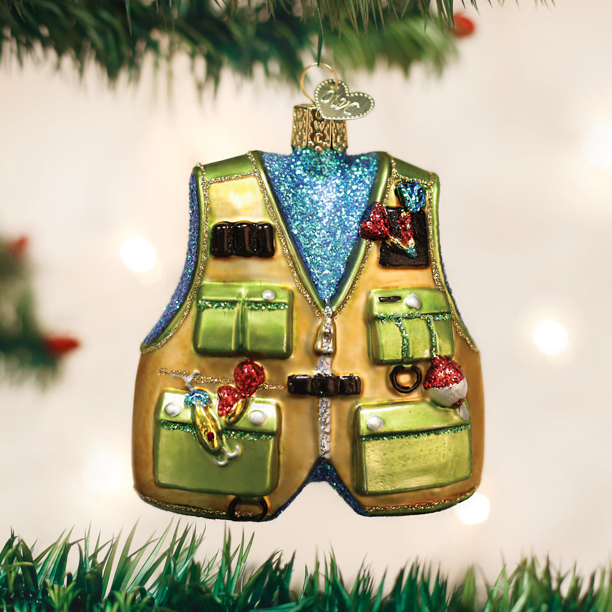 Fishing Vest Ornament - Southlake Paws