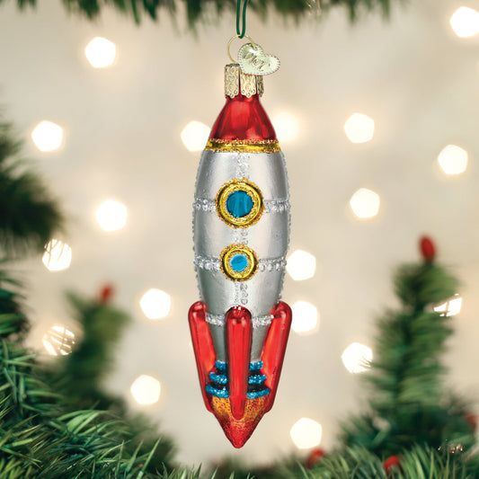 Toy Rocket Ship Ornament - Southlake Paws