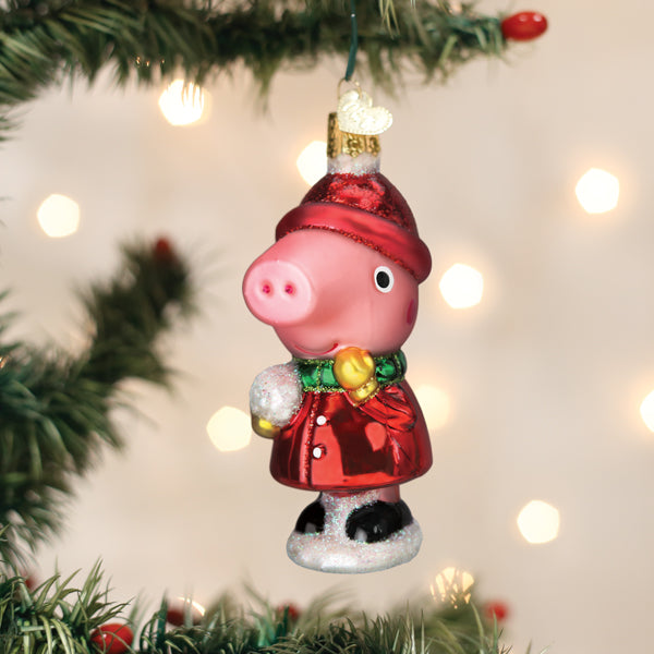 Peppa Pig With Snowball Ornament - Southlake Paws