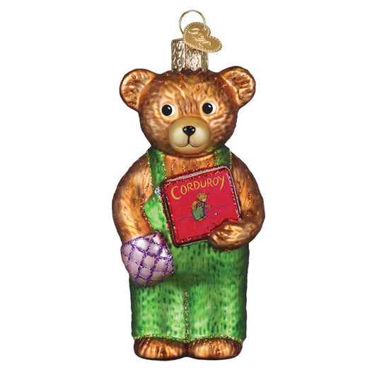 Corduroy Holding Book Ornament