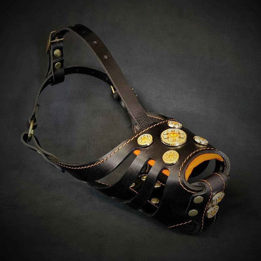 The ''Bijou'' Basket Muzzle Black & Orange by Bestia Dog Gear