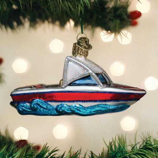 Ski Boat Ornament - Southlake Paws