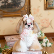 Luxury design Pearl Rose Fur dog Princess Dress 