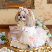 Luxury design Pearl Rose Fur dog Princess Dress 