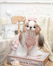 Luxury design high quality dog dress lace big bow 