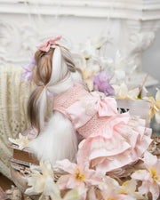 Luxury design high quality dog dress lace big bow 