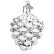 Snow-capped Silver Snowy Cone Ornament