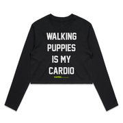 Walking Puppies is My Cardio Leopard Crop Top | Gift for Dog Moms