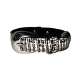 Load image into Gallery viewer, XS 7-14 Black & White Custom Snake Collar/Custom Silver Oval Italian Hardware
