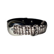XS 7-14 Black & White Custom Snake Collar/Custom Silver Oval Italian Hardware