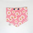Load image into Gallery viewer, Spring Smiling Daisies Bandana by Southlake Paws features a pink background with cheerful daisies and smiling faces.
