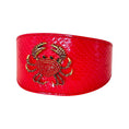 Load image into Gallery viewer, Red Orange Snake Wide Style Collar With Rhinestone Crab Accessory
