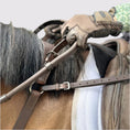 Load image into Gallery viewer, Southlake Paws 3-Point Breastplate with Double Neck Strap, featuring a hand adjusting the strap on a horse's saddle.
