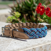 Blue Braided Sambboho dog collar