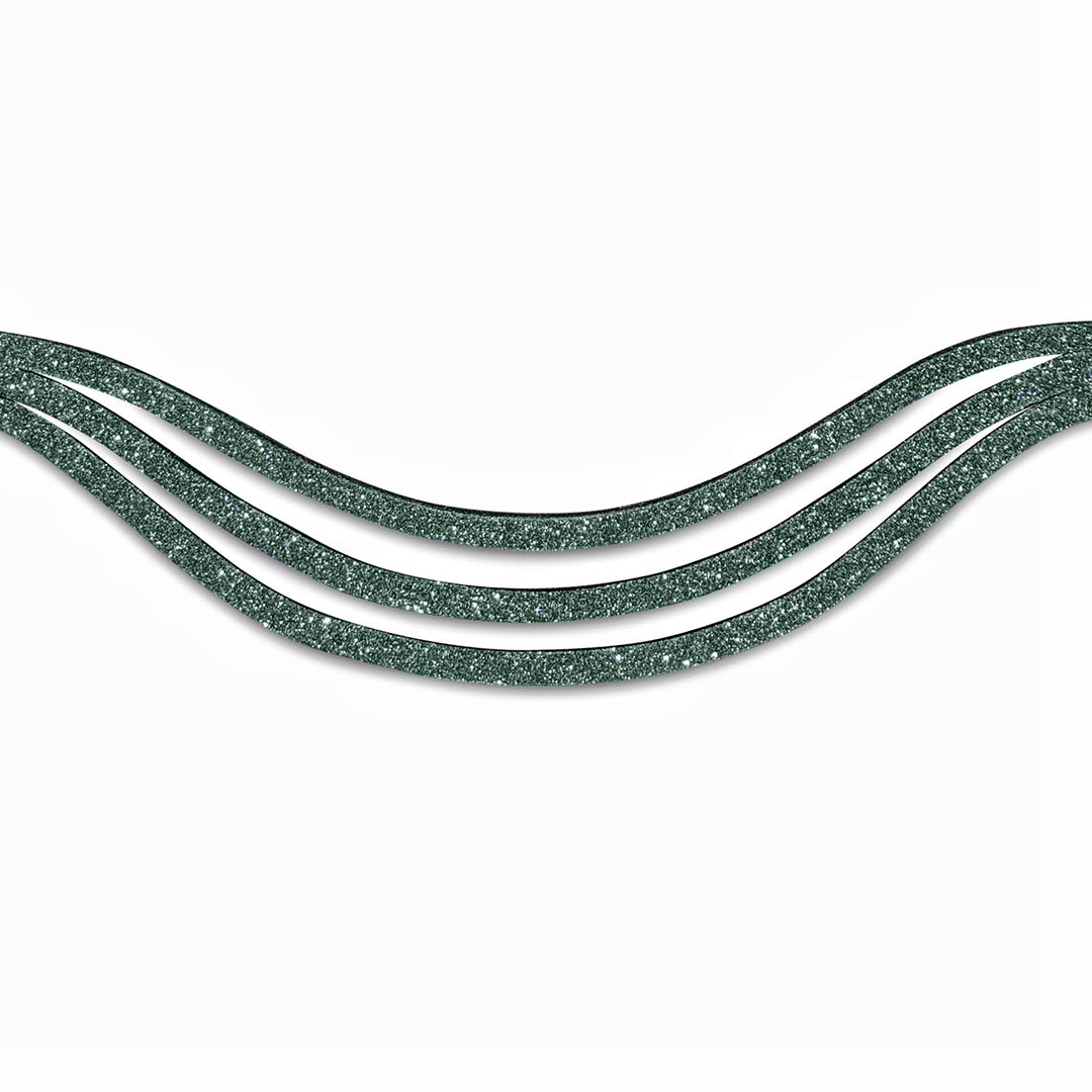Jade Green Browband by Southlake Paws featuring a shimmering, glittery design with three curved strands.