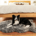 Load image into Gallery viewer, PupRug Faux Fur Orthopedic Dog Bed - Curve Charcoal Grey
