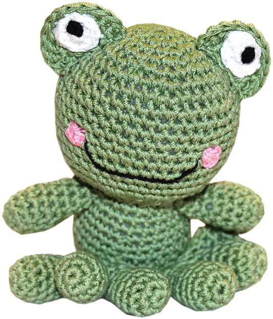 Fritz the Frog Crocheted Knit Knack Pet Toy