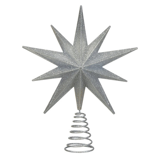 12" Lit Silver Glitter Star Tree Topper - Southlake Paws